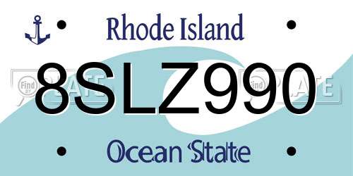 8SLZ990 Rhode Island License Plate