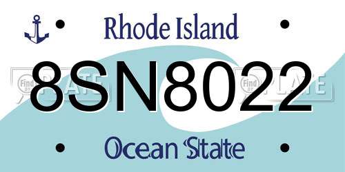 8SN8022 Rhode Island License Plate