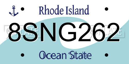 8SNG262 Rhode Island License Plate