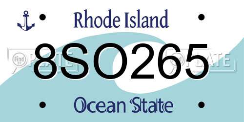 8SO265 Rhode Island License Plate