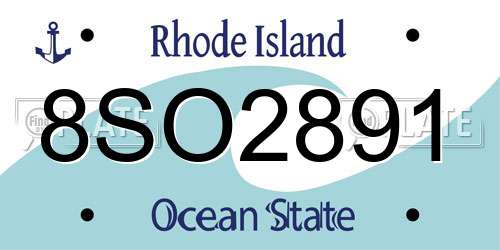 8SO2891 Rhode Island License Plate