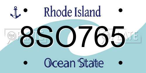 8SO765 Rhode Island License Plate