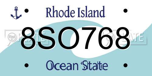 8SO768 Rhode Island License Plate