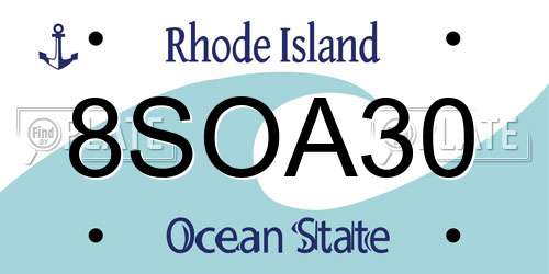 8SOA30 Rhode Island License Plate