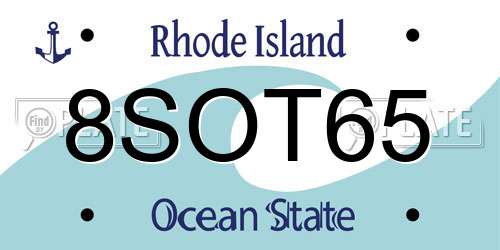 8SOT65 Rhode Island License Plate