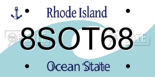8SOT68 Rhode Island License Plate