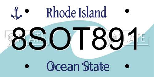 8SOT891 Rhode Island License Plate