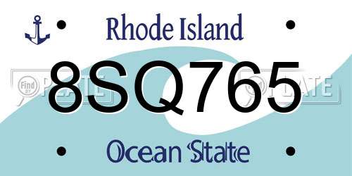 8SQ765 Rhode Island License Plate