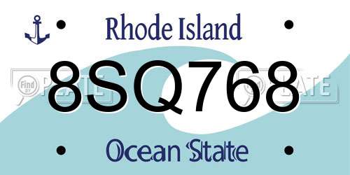 8SQ768 Rhode Island License Plate