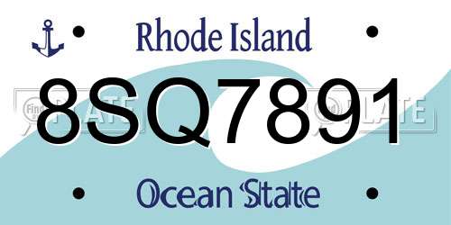8SQ7891 Rhode Island License Plate