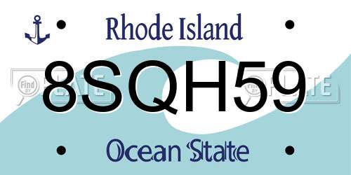 8SQH59 Rhode Island License Plate