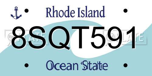8SQT591 Rhode Island License Plate