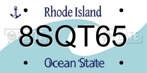 8SQT65 Rhode Island License Plate