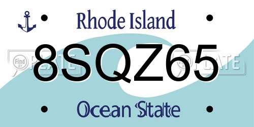 8SQZ65 Rhode Island License Plate