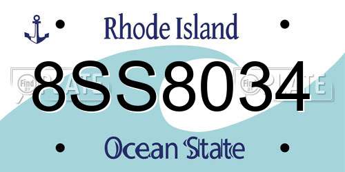 8SS8034 Rhode Island License Plate