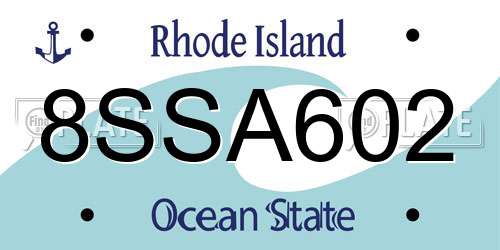 8SSA602 Rhode Island License Plate