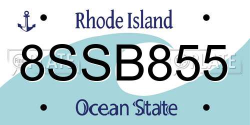 8SSB855 Rhode Island License Plate