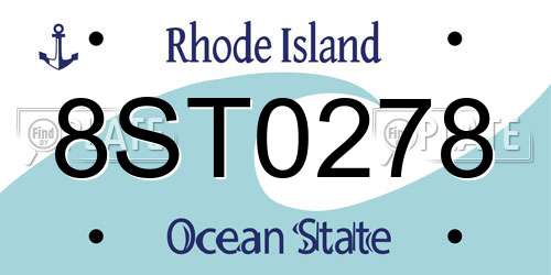 8ST0278 Rhode Island License Plate