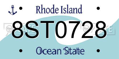 8ST0728 Rhode Island License Plate