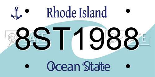 8ST1988 Rhode Island License Plate