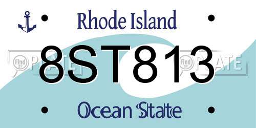 8ST813 Rhode Island License Plate