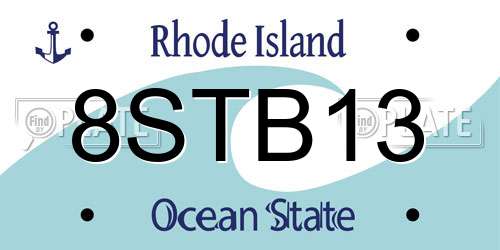 8STB13 Rhode Island License Plate