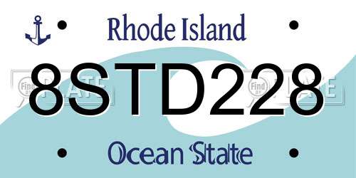 8STD228 Rhode Island License Plate