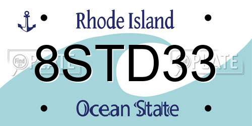 8STD33 Rhode Island License Plate