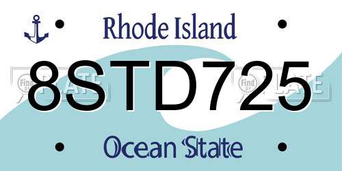 8STD725 Rhode Island License Plate