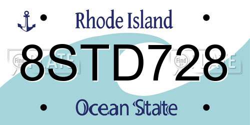 8STD728 Rhode Island License Plate