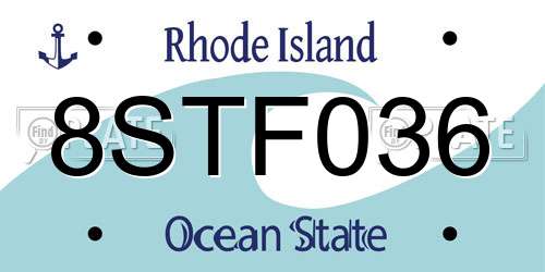 8STF036 Rhode Island License Plate