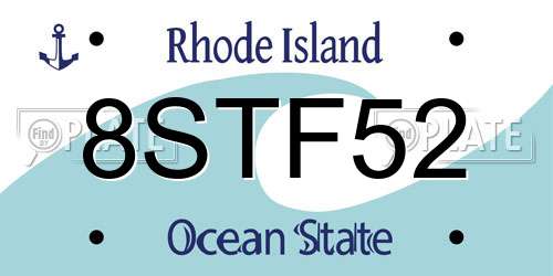8STF52 Rhode Island License Plate