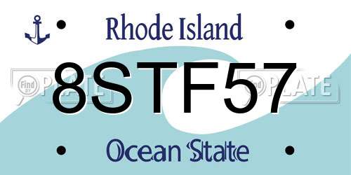 8STF57 Rhode Island License Plate