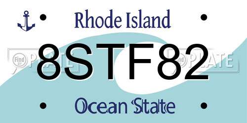 8STF82 Rhode Island License Plate