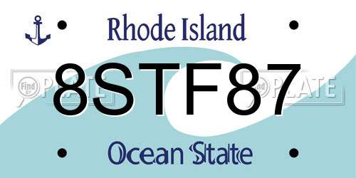 8STF87 Rhode Island License Plate