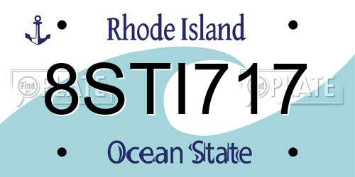 8STI717 Rhode Island License Plate