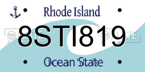 8STI819 Rhode Island License Plate