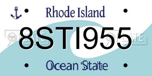 8STI955 Rhode Island License Plate