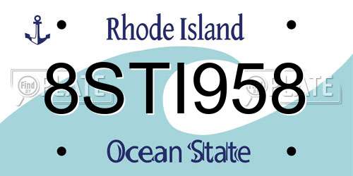 8STI958 Rhode Island License Plate