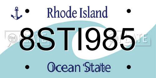 8STI985 Rhode Island License Plate