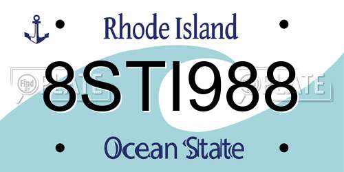8STI988 Rhode Island License Plate