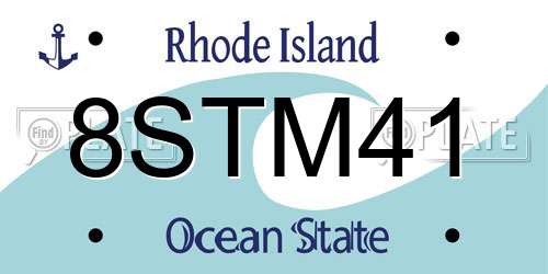 8STM41 Rhode Island License Plate