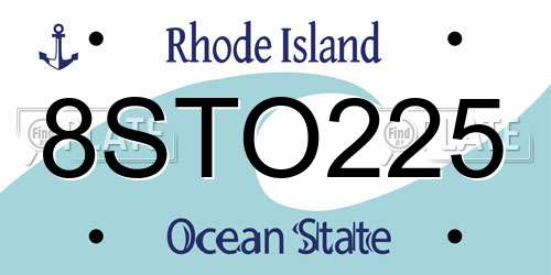 8STO225 Rhode Island License Plate