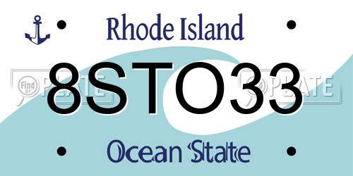 8STO33 Rhode Island License Plate