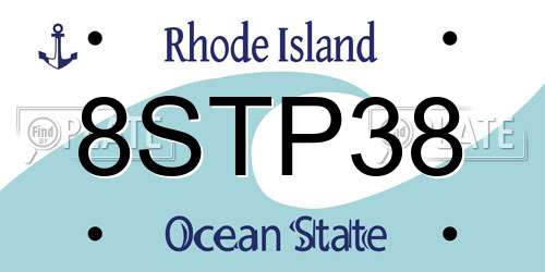 8STP38 Rhode Island License Plate