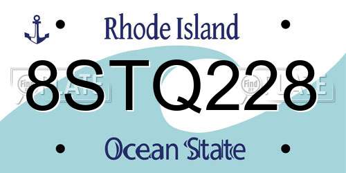 8STQ228 Rhode Island License Plate