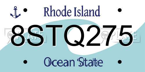 8STQ275 Rhode Island License Plate
