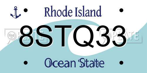 8STQ33 Rhode Island License Plate