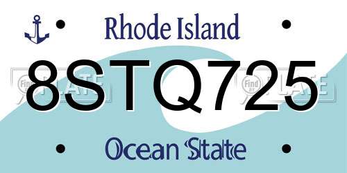 8STQ725 Rhode Island License Plate
