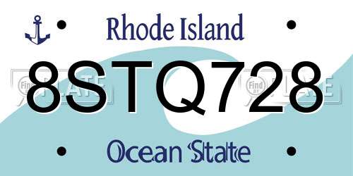 8STQ728 Rhode Island License Plate
